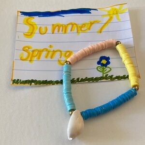 Colorful Beaded Bracelet with Shell Charm